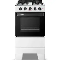 Fogão Esmaltec Ideal Pop F4ISB 4120 4 Bocas Mesa Inox Acendimento Manual Branco