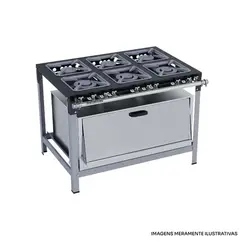 FOGAO INDUSTRIAL 6 BOCAS 6QS C/FORNO