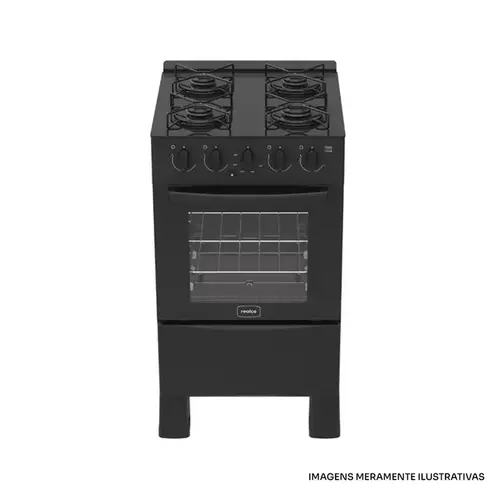 FOGAO REALCE ARES GLASS 4 BOCAS PRETO