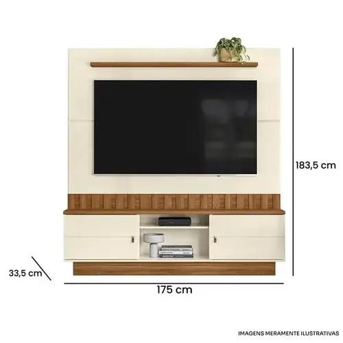 Home para TV Mobler Florianópolis Branco e Amêndoa