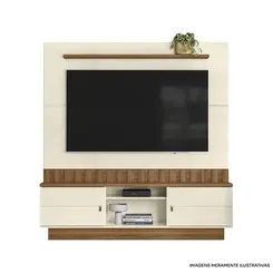 Home para TV Mobler Florianópolis Branco e Amêndoa