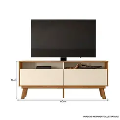 Bancada para TV Möbler Olinda 160 cm Branco e Amêndoa