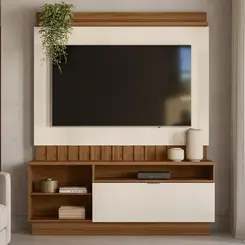Bancada para TV Mobler Diamantina Amêndoa e Branco