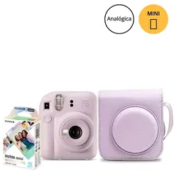Kit Câmera Instantânea Fujifilm Instax Mini 12 Lilás com Bolsa e Filme 10 Fotos