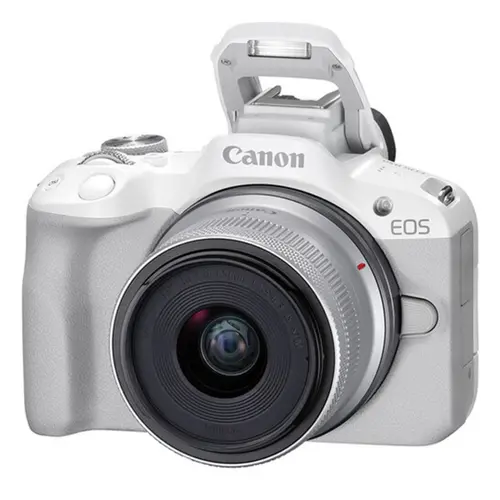 Câmera Canon EOS R50 Mirrorless 24,2MP 4K com Lente RF-S 18-45mm Branca