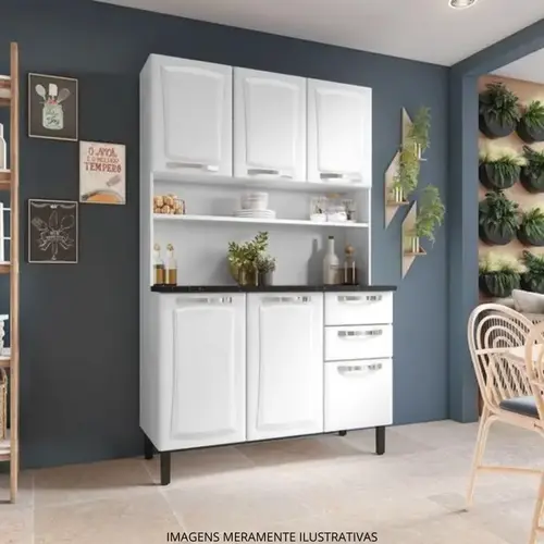 Cozinha Compacta Itatiaia Pratika 120 cm em Aço 6 Portas e 2 Gavetas - Branca