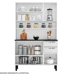 Cozinha Compacta Itatiaia Pratika 120 cm em Aço 6 Portas com 3 Vidros e 2 Gavetas - Branca