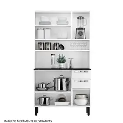 Cozinha Compacta Itatiaia Pratika 105 cm em Aço 6 Portas e 2 Gavetas - Preta e Branca