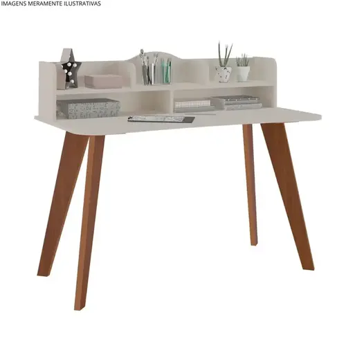 Escrivaninha Artely Sofia 120cm Off White e Cedro