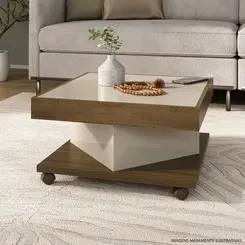 Mesa de Centro Artely Saara 63cm Pinho e Off White