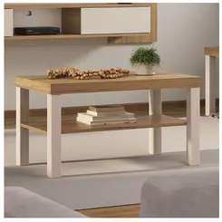 Mesa de Centro Artely Up 80cm Carvalho e Off White