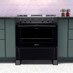 Fogão Atlas Mônaco Plus 5 Bocas Mesa Inox  Preto Bivolt