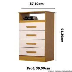 Cômoda ACP Jéssica 4 Gavetas Cinamomo e Off White