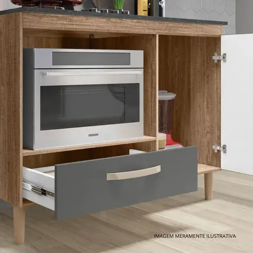 Balcão Nicioli para Cooktop Carvalho e Chumbo