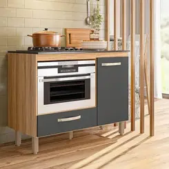 Balcão Nicioli para Cooktop Freijó e Chumbo