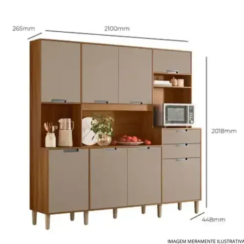 Kit Cozinha Nicioli Iúna Ipê e Fendi 324.1
