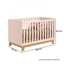 Berço Qmovi Encanto Slim Rosa
