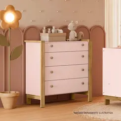 COMODA QMOVI FLORA MDF MDP ROSA 4G