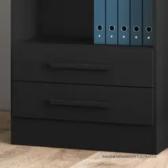 Estante Livreiro Qmovi 2 Gavetas Preta