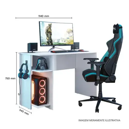 Escrivaninha Gamer Qmovi em MDP Branca