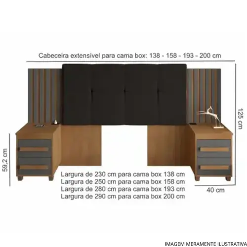 Cabeceira Casal RV Suíça II Cinamomo e Grafite