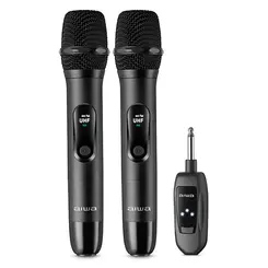 Microfone Sem Fio Aiwa AWS-MIC-01 Duplo UHF 2,4GHz Preto