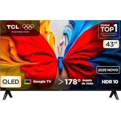 Smart TV TCL 43S5K 43" Full HD QLED Google TV Wi-Fi Bluetooth