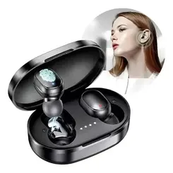 Fone Bluetooth H'Maston RS27 TWS com Microfone e Estojo de Recarga Preto
