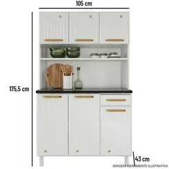 Kit Cozinha Telasul Diamante 4 Módulos em Aço 6 Portas e 1 Gaveta 105 cm - Branco