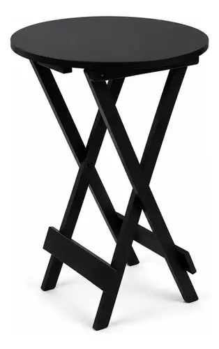 Mesa Bistrô Redonda Vcarmo 59cm Tampo Pinus Preta
