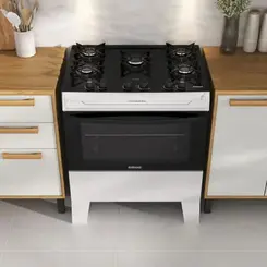 Fogão Itatiaia Electra Glass Plus 5 Bocas Mesa de Vidro Branco Bivolt