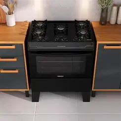 Fogão Itatiaia Electra Glass Plus 5 Bocas Mesa de Vidro Preto Bivolt