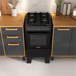 Fogão Itatiaia Electra Glass Plus 4 Bocas Mesa de Vidro Preto Bivolt