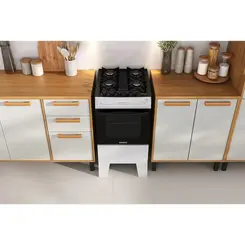 Fogão Itatiaia Electra Glass Plus 4 Bocas Mesa de Vidro Branco Bivolt