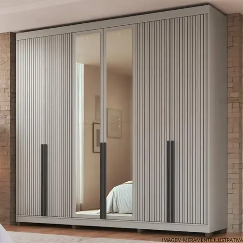 Guarda Roupa Casamia Newton 6 Portas Cinza Claro