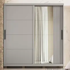 Guarda Roupa Casamia Lumen 2 Portas Cinza Claro