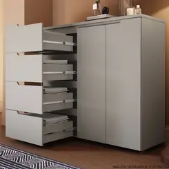 Cômoda Casamia Linea 2 Portas e 4 Gavetas Cinza