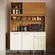 Armário de Cozinha Casamia Lotus 4 Portas e 1 Gaveta 135 cm com Espaço para Micro-ondas - Nature e Champanhe
