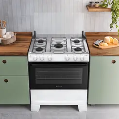 Fogão Atlas Mônaco Plus 5 Bocas Mesa Inox Acendimento Automático Branco Bivolt