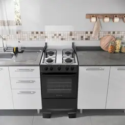 Fogão Atlas Coliseum Plus 4 Bocas Mesa Inox Preto
