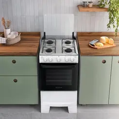 Fogão Atlas Mônaco Plus 4 Bocas Mesa Inox Acendimento Automático Branco Bivolt
