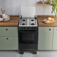 Fogão Atlas Mônaco Plus 4 Bocas Mesa Inox Acendimento Automático Preto Bivolt