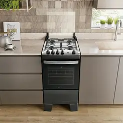 Fogão Atlas Agile Up 4 Bocas Mesa Inox Acendimento Automático Preto Bivolt