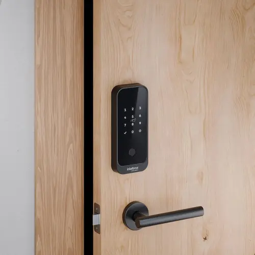 Fechadura Inteligente de Sobrepor Intelbras MFD 2020 D com Biometria, Senha, Tag e App Preta