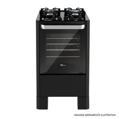 FOGAO PISO FISCHER 4Q GAS PRETO BIVOLT