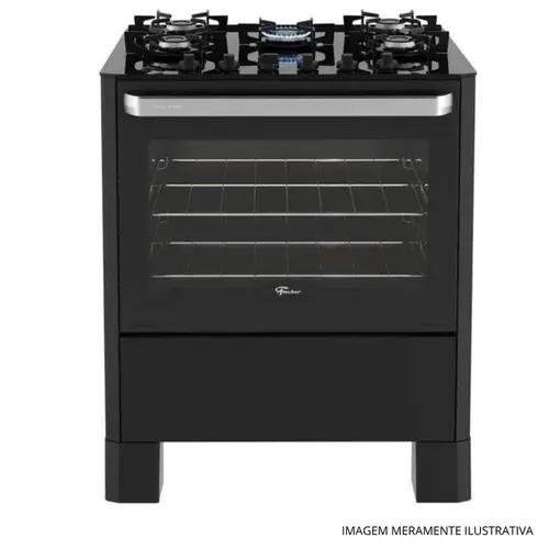 FOGAO PISO FISCHER 5Q GAS PRETO BIVOLT