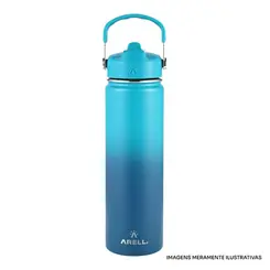 GARRAFA ARELL STRAW 650ML OCEAN BLUE 852