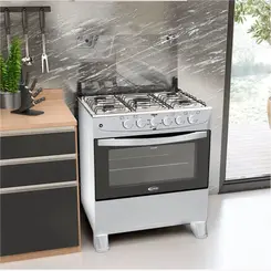 Fogão Clarice Delicato Plus 5 Bocas Mesa Inox Acendimento Automático Branco Bivolt